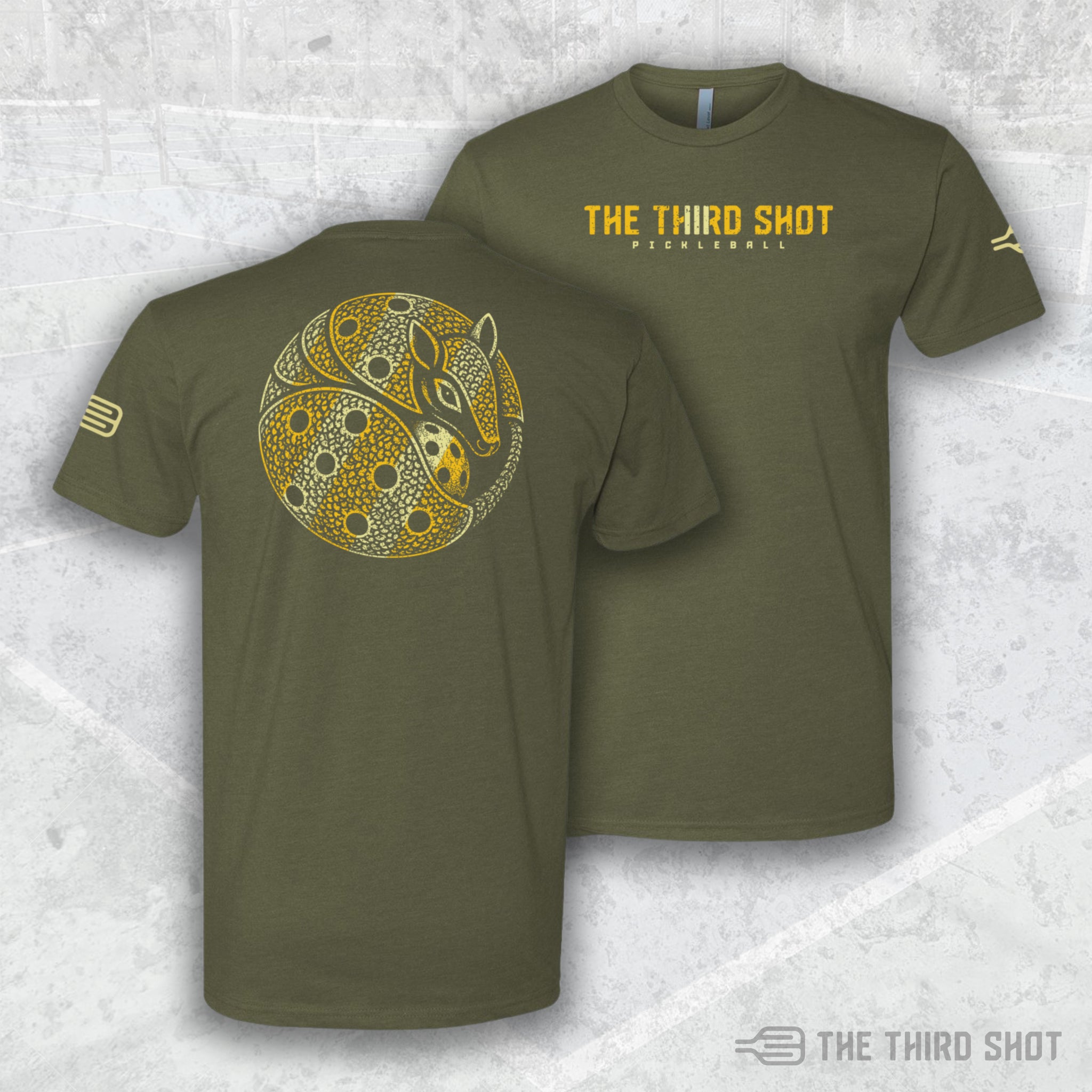 Men’s Armor pickleball shirt in military – athletic fit performance tee – cotton/poly blend