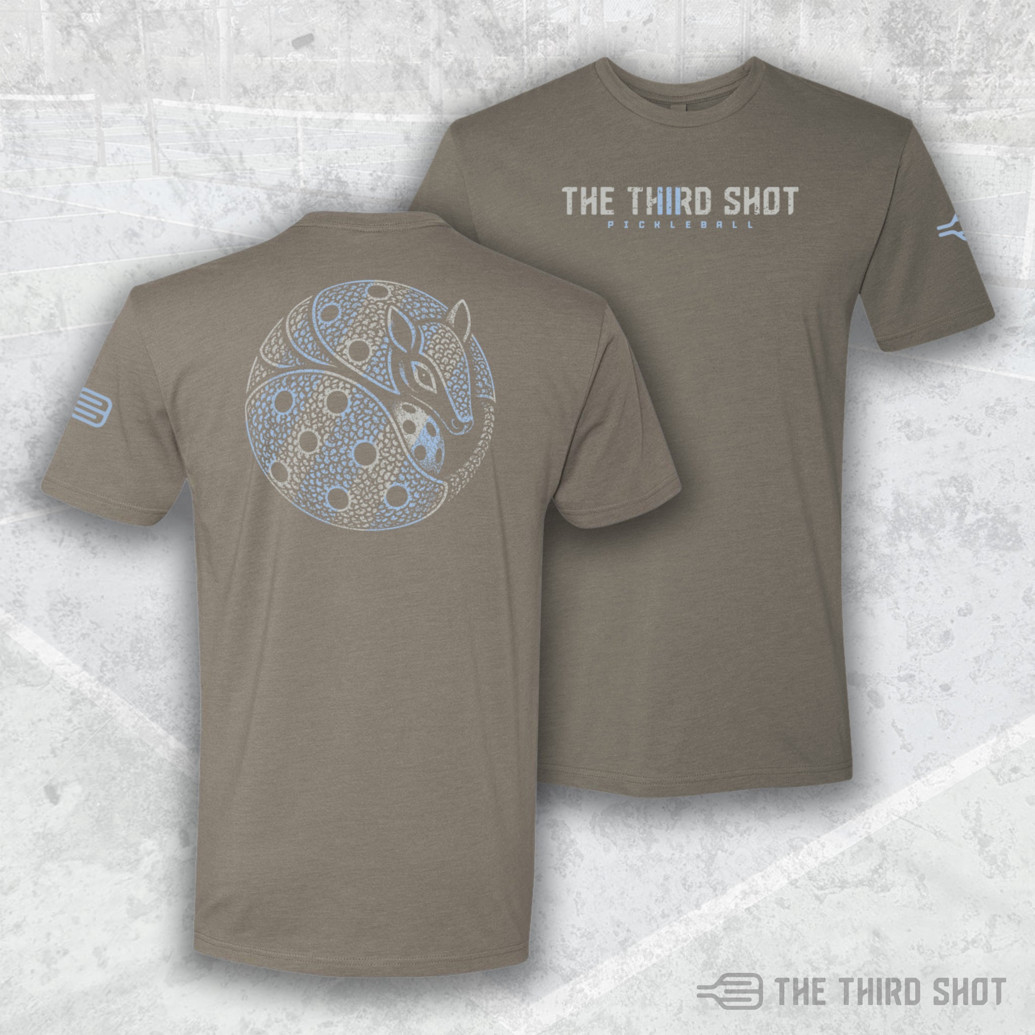 Men’s Armor pickleball shirt in stone – athletic fit performance tee – cotton/poly blend
