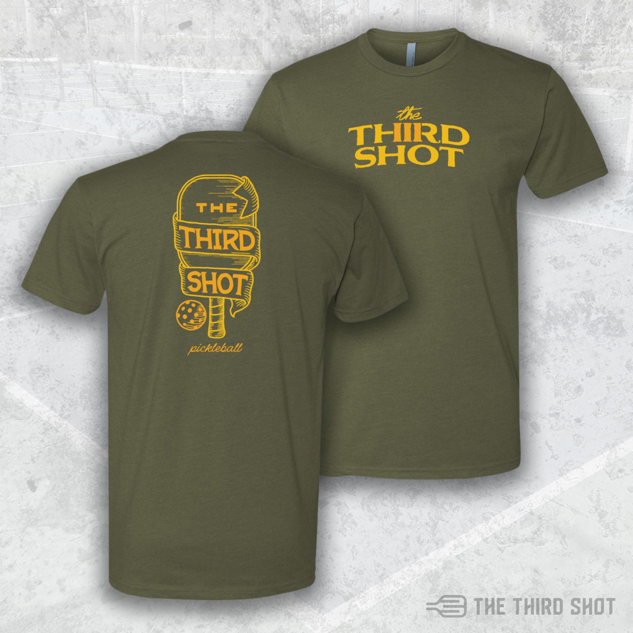 Men’s Foundry pickleball shirt in military green – athletic fit performance tee – cotton/poly blend