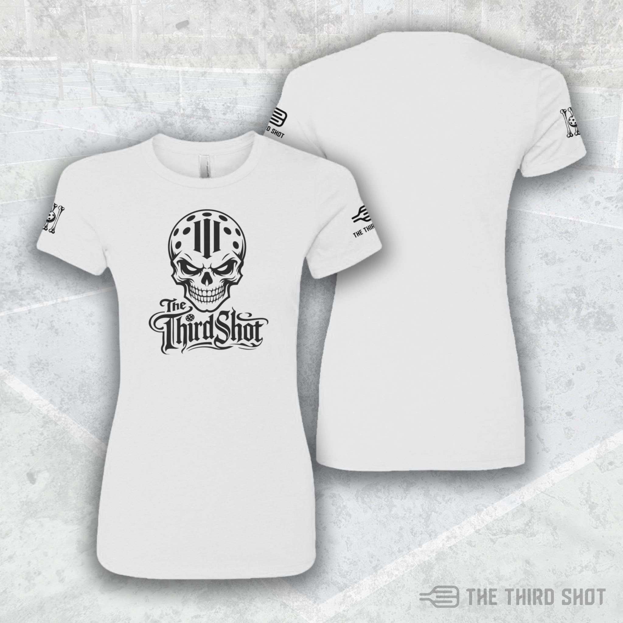 Women’s Reaper pickleball shirt in white – athletic fit performance tee – cotton/poly blend