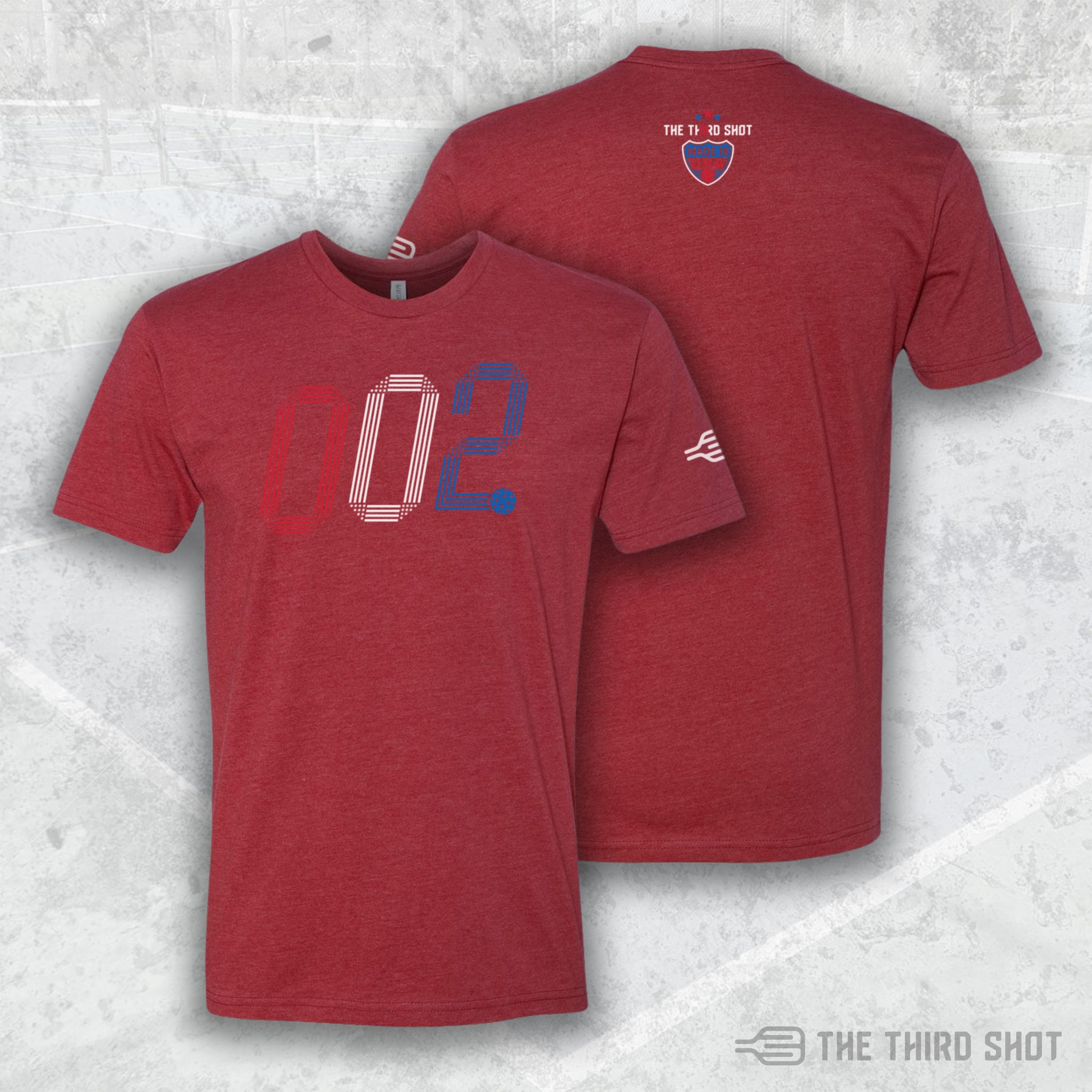 Men’s Rise pickleball shirt in cardinal – athletic fit performance tee – cotton/poly blend