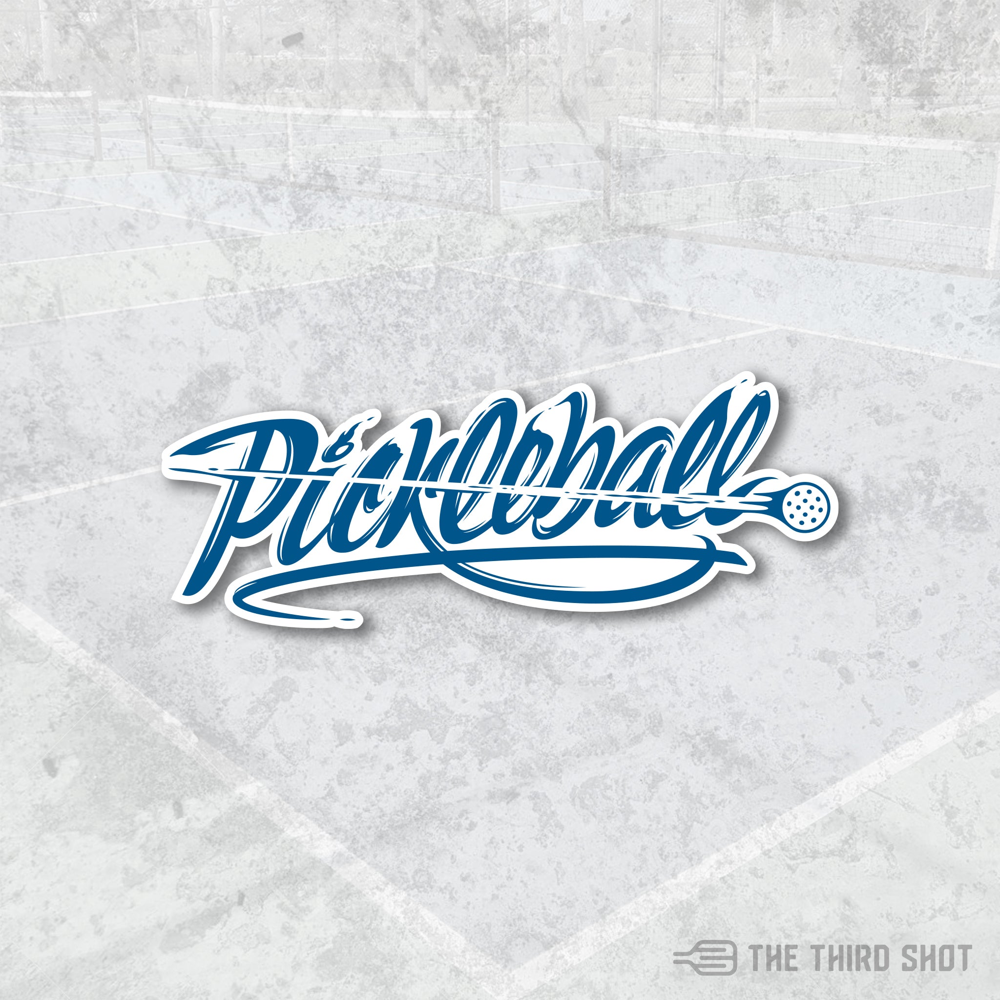 Velocity pickleball blue sticker – dynamic script design with speed lines and motion
