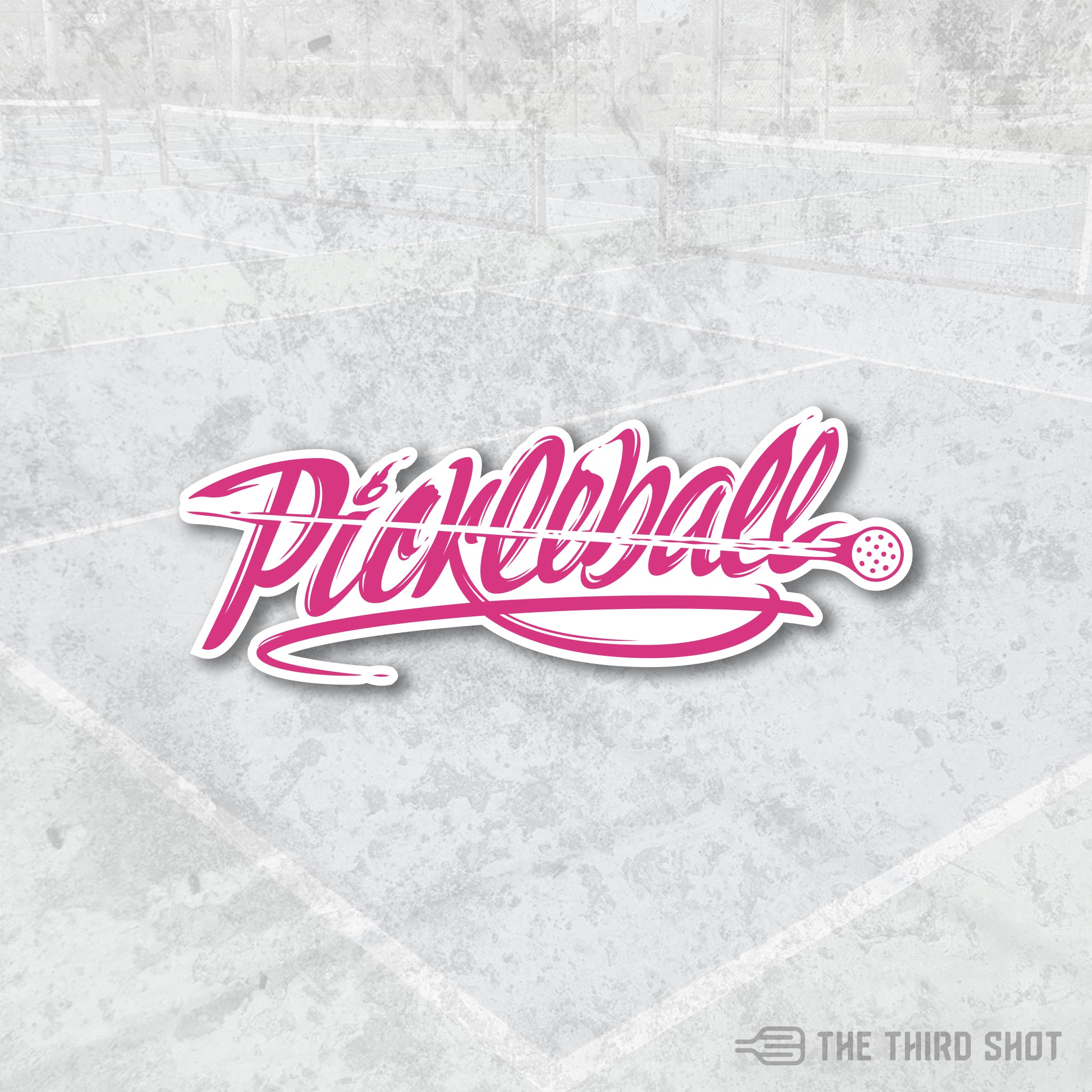 Velocity pickleball pink sticker – dynamic script design with speed lines and motion