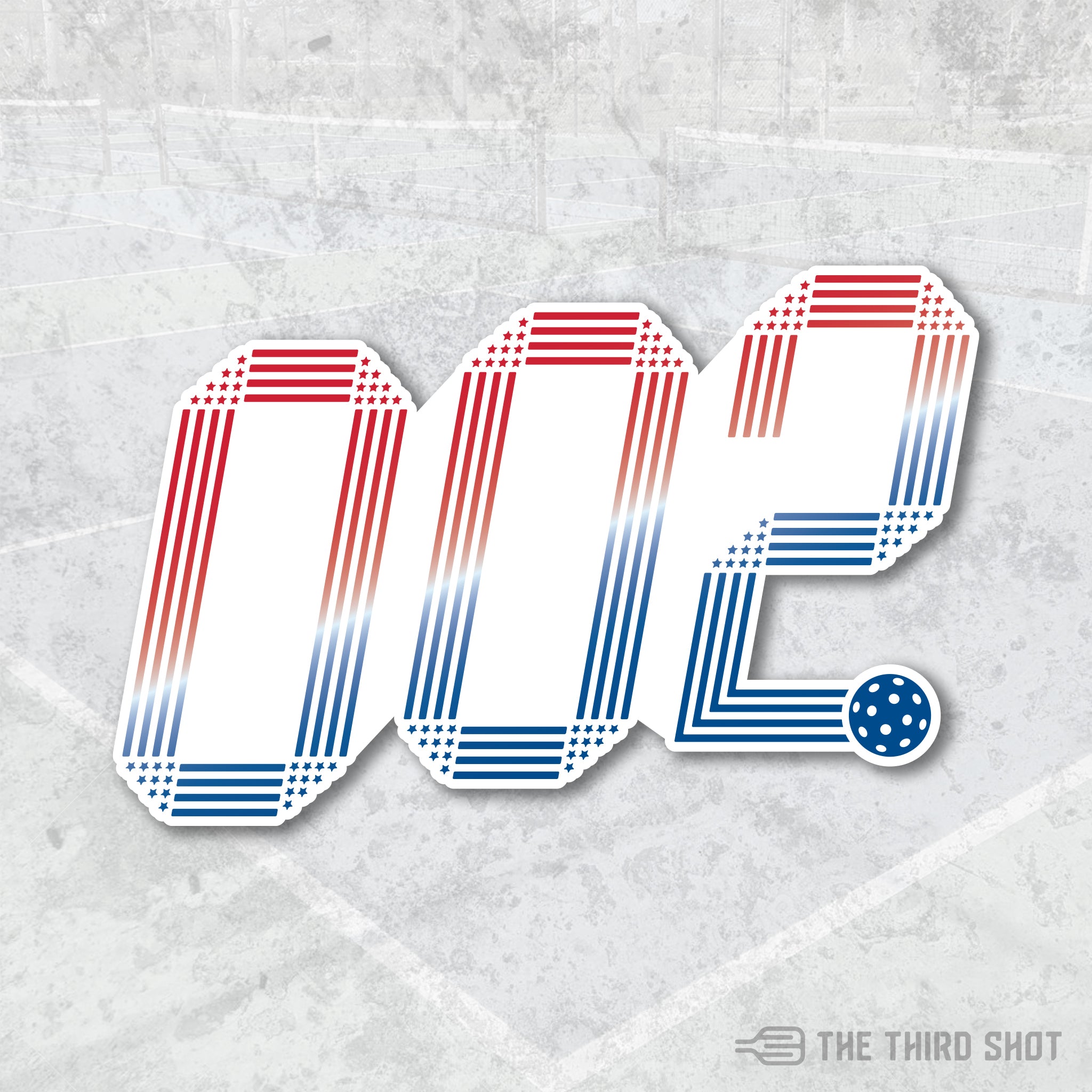 Rise pickleball sticker – red white blue patriotic starting score of 002